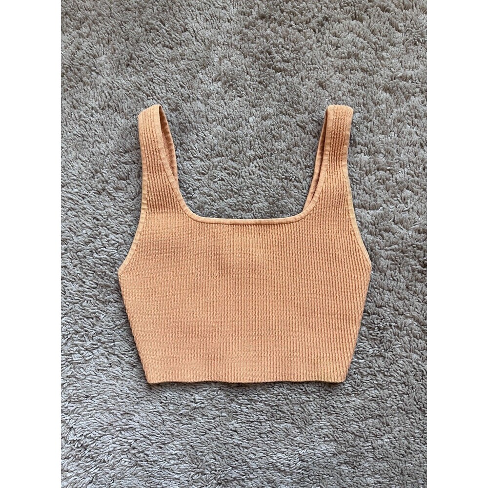 Babaton Aritzia Sculpt Knit Squareneck Cropped Tank in Apricot Size SMALL